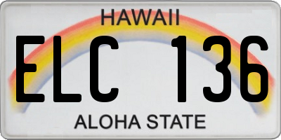 HI license plate ELC136