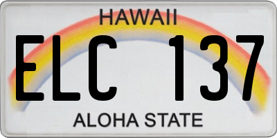 HI license plate ELC137