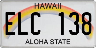 HI license plate ELC138