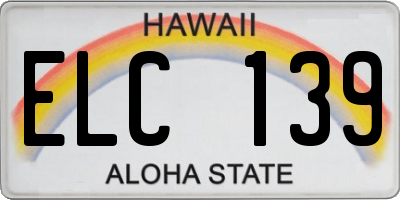 HI license plate ELC139
