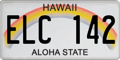HI license plate ELC142