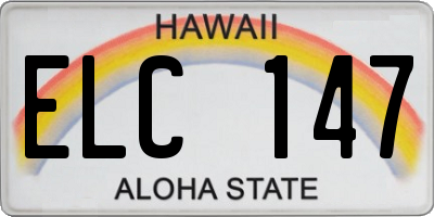HI license plate ELC147