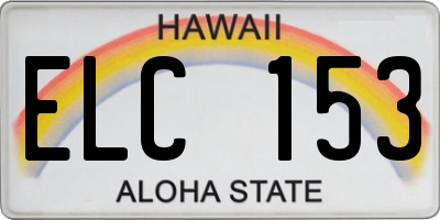 HI license plate ELC153