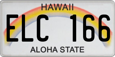 HI license plate ELC166