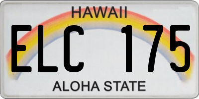HI license plate ELC175