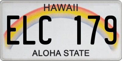 HI license plate ELC179