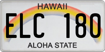 HI license plate ELC180