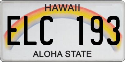 HI license plate ELC193