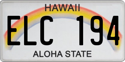 HI license plate ELC194