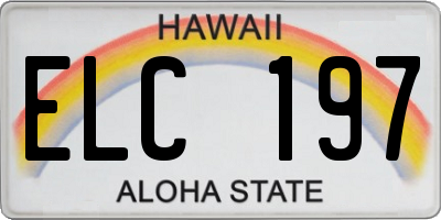 HI license plate ELC197