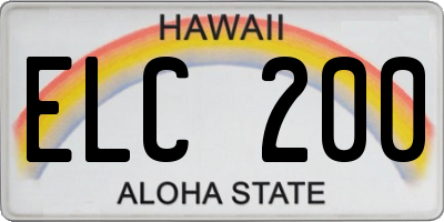 HI license plate ELC200