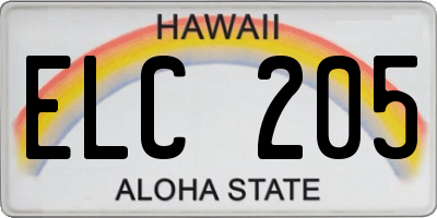 HI license plate ELC205