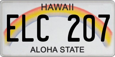 HI license plate ELC207