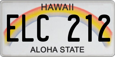 HI license plate ELC212