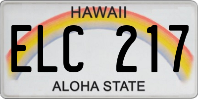 HI license plate ELC217
