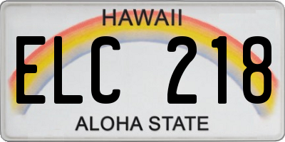 HI license plate ELC218