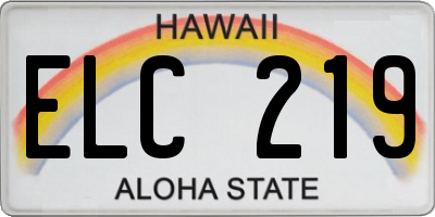 HI license plate ELC219