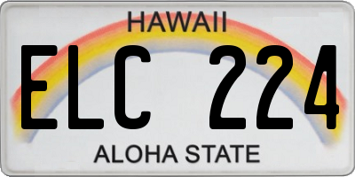 HI license plate ELC224