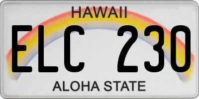 HI license plate ELC230