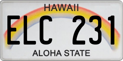 HI license plate ELC231