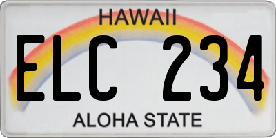 HI license plate ELC234