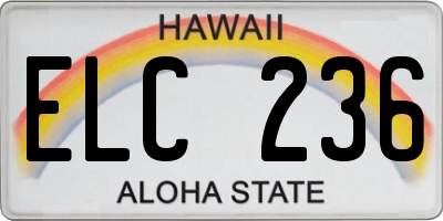 HI license plate ELC236