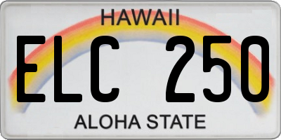 HI license plate ELC250