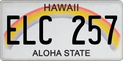 HI license plate ELC257