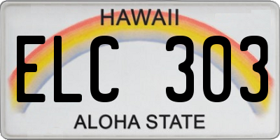 HI license plate ELC303