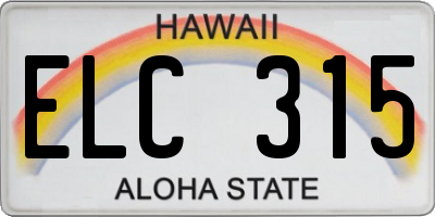 HI license plate ELC315