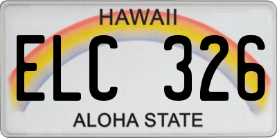 HI license plate ELC326