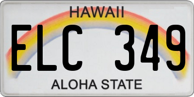HI license plate ELC349
