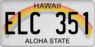 HI license plate ELC351