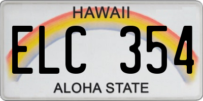 HI license plate ELC354