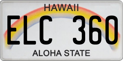 HI license plate ELC360