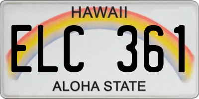 HI license plate ELC361