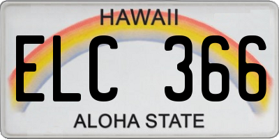 HI license plate ELC366