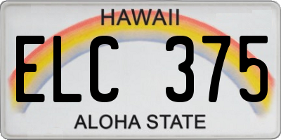 HI license plate ELC375