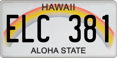 HI license plate ELC381