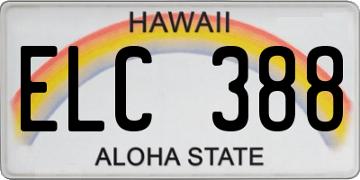 HI license plate ELC388