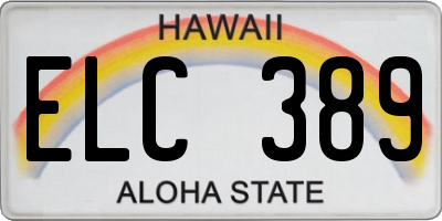 HI license plate ELC389