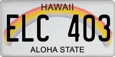 HI license plate ELC403