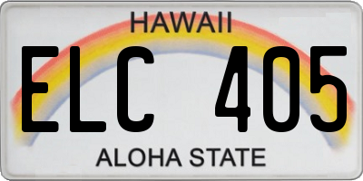 HI license plate ELC405