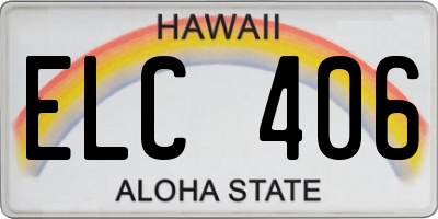 HI license plate ELC406
