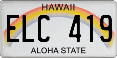 HI license plate ELC419