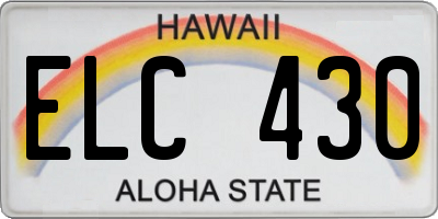 HI license plate ELC430