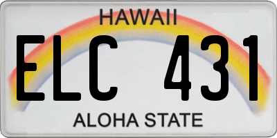 HI license plate ELC431