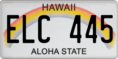 HI license plate ELC445