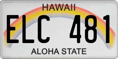 HI license plate ELC481