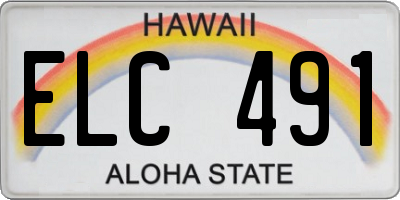 HI license plate ELC491